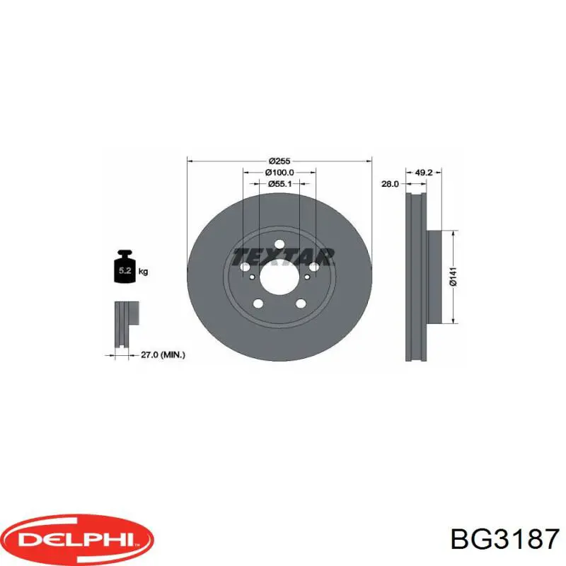 BG3187 Delphi disco de freno delantero