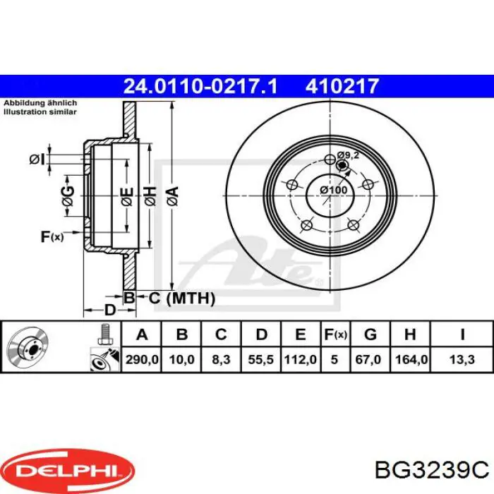 Disco de freno trasero BG3239C Delphi