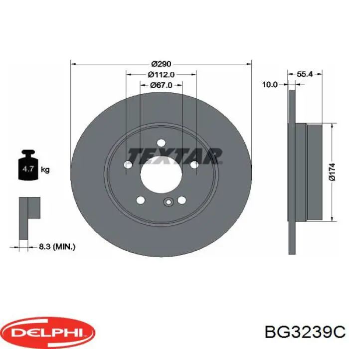Comprar BG3239C Delphi Disco de freno trasero