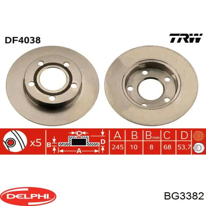 BG3382 Delphi disco de freno trasero