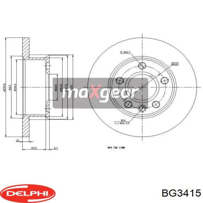 BG3415 Delphi freno de disco delantero