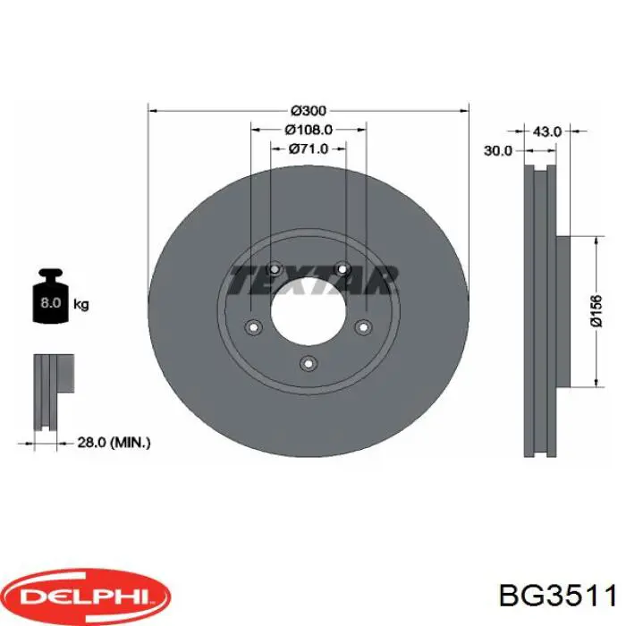 BG3511 Delphi disco de freno delantero