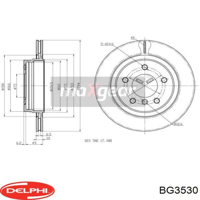 BG3530 Delphi disco de freno trasero