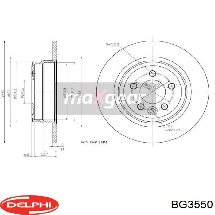 BG3550 Delphi disco de freno trasero