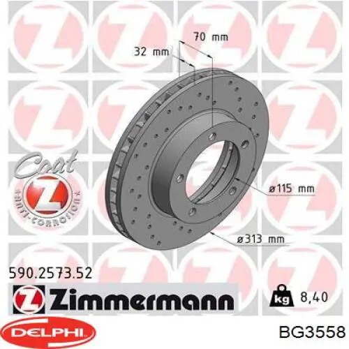 BG3558 Delphi disco de freno delantero