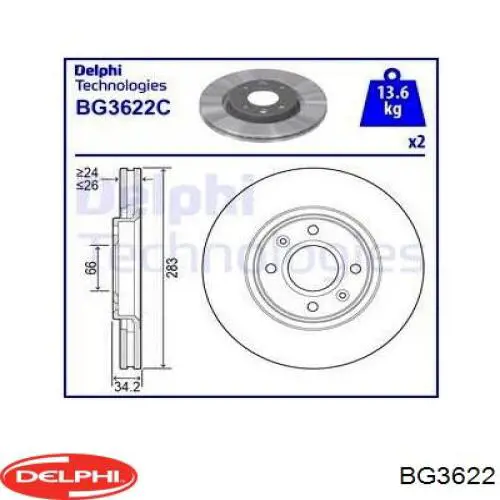 Freno de disco delantero Citroen C4 UD