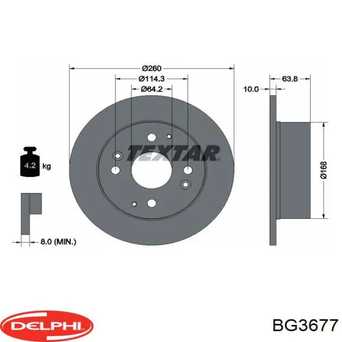 BG3677 Delphi disco de freno trasero