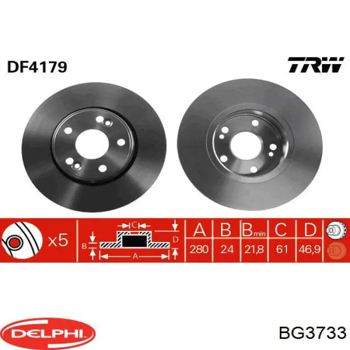 Frenos delanteros Delphi BG3733 precio, desde 43,94 EUR