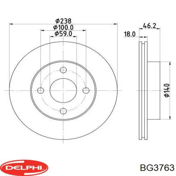 BG3763 Delphi freno de disco delantero