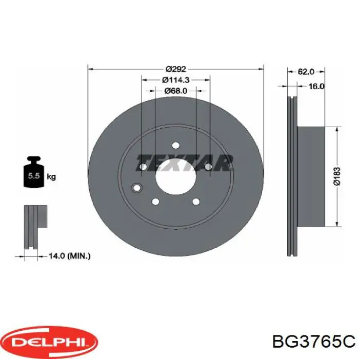BG3765C Delphi disco de freno trasero
