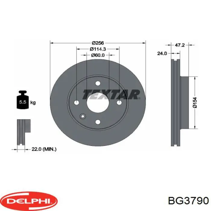 BG3790 Delphi freno de disco delantero