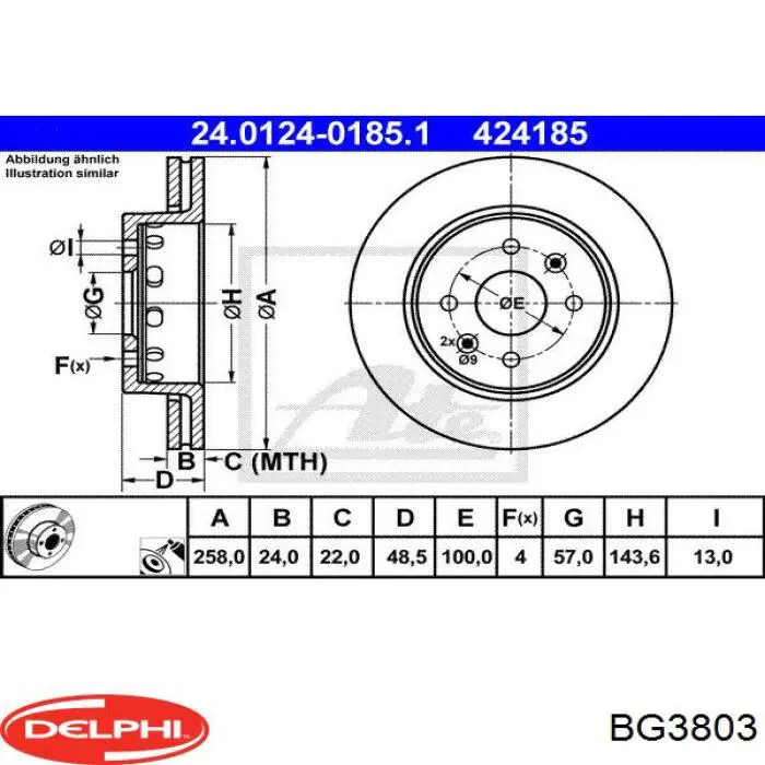 BG3803 Delphi freno de disco delantero