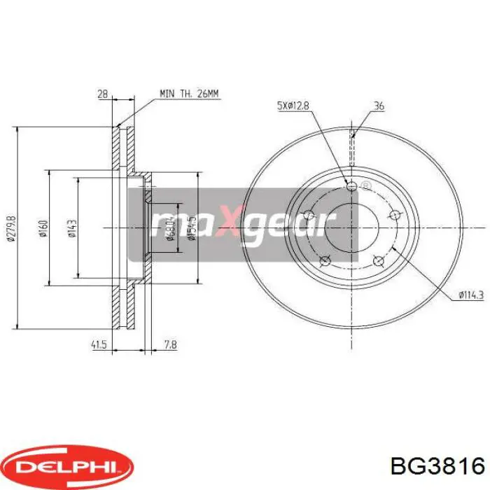 Comprar BG3816 Delphi Freno de disco delantero