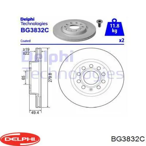 BG3832C Delphi freno de disco delantero