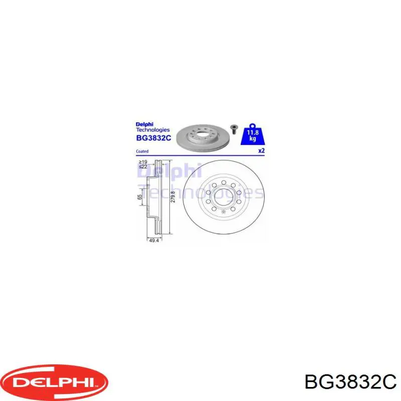 Comprar BG3832C Delphi Freno de disco delantero