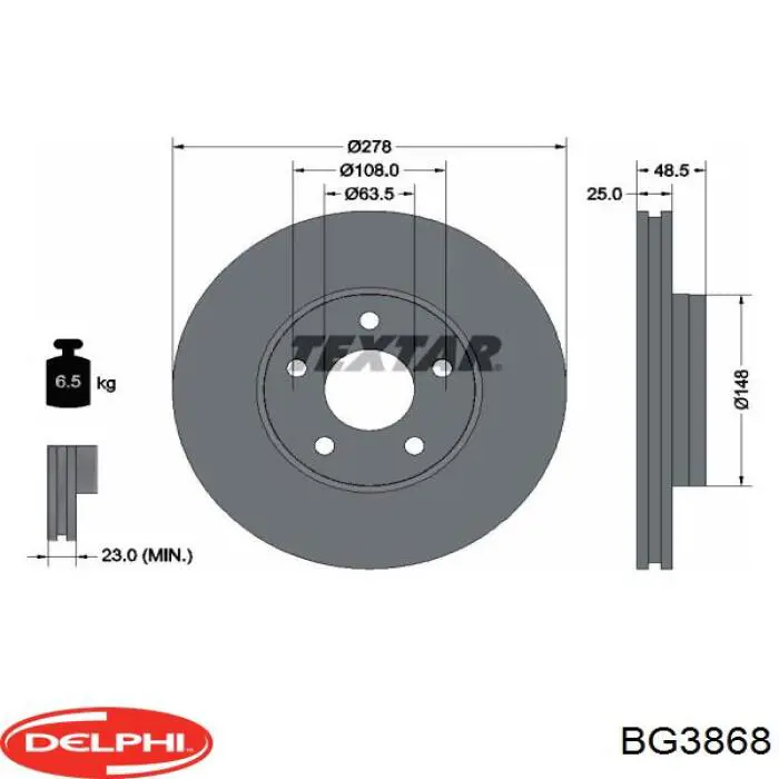 BG3868 Delphi disco de freno delantero
