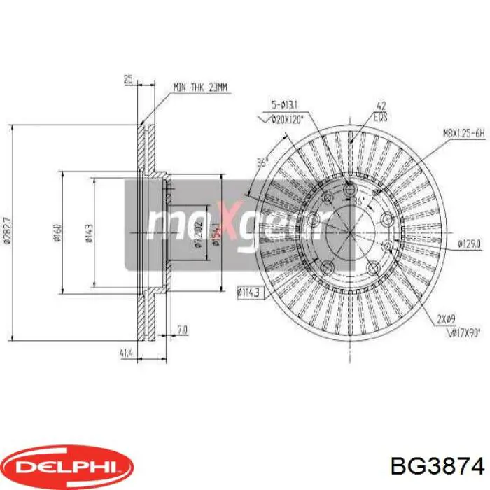BG3874 Delphi freno de disco delantero