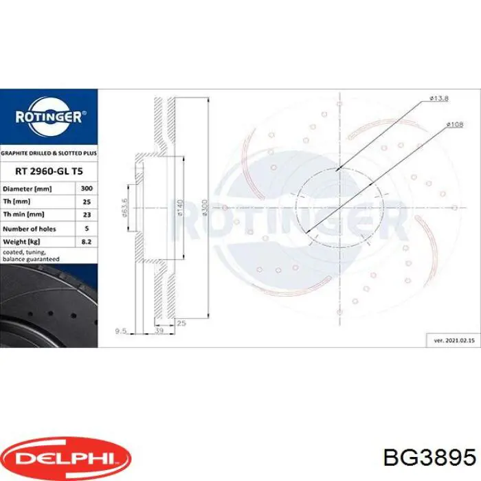 Freno de disco delantero Volvo V40 525, 526