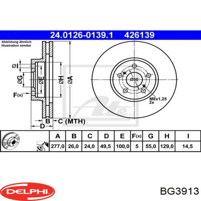 BG3913 Delphi freno de disco delantero