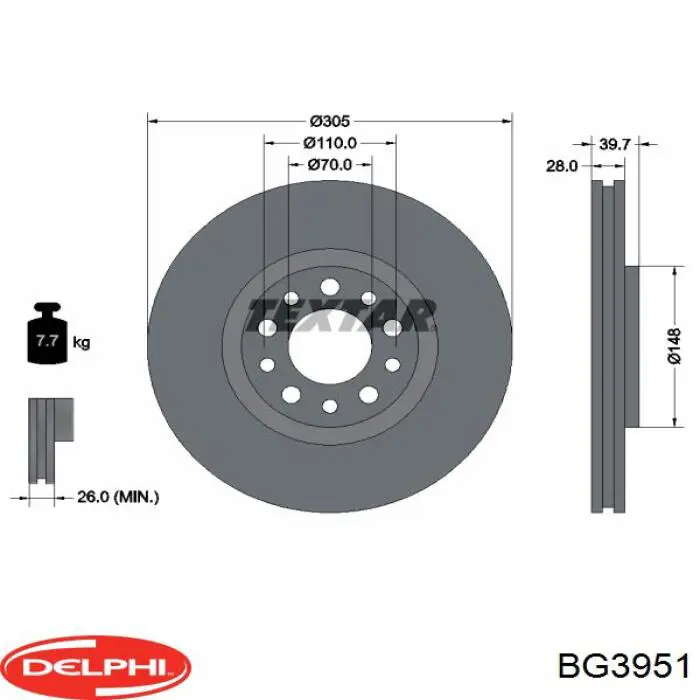 BG3951 Delphi freno de disco delantero