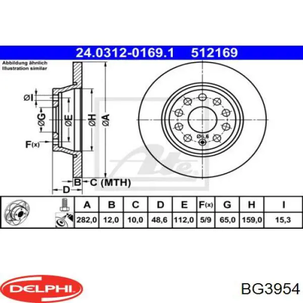 BG3954 Delphi disco de freno trasero