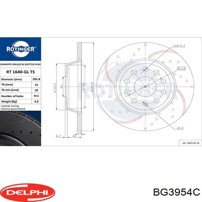 BG3954C Delphi disco de freno trasero