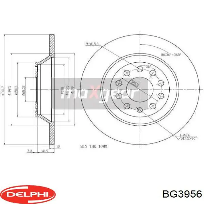 BG3956 Delphi disco de freno trasero