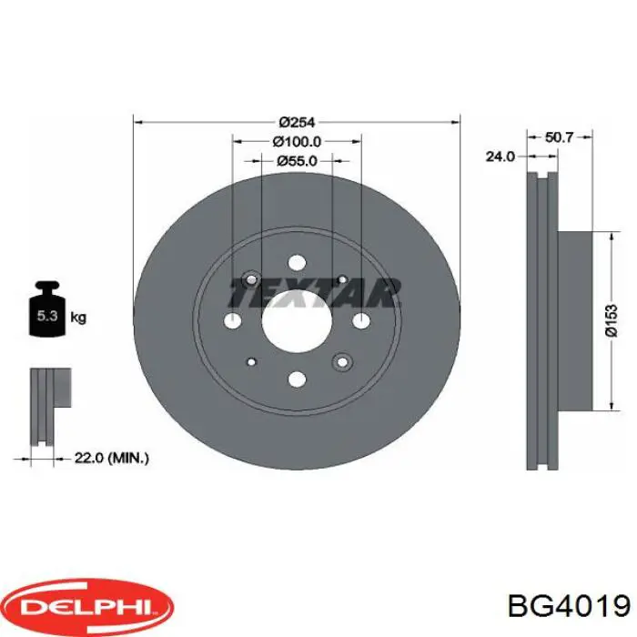 BG4019 Delphi freno de disco delantero