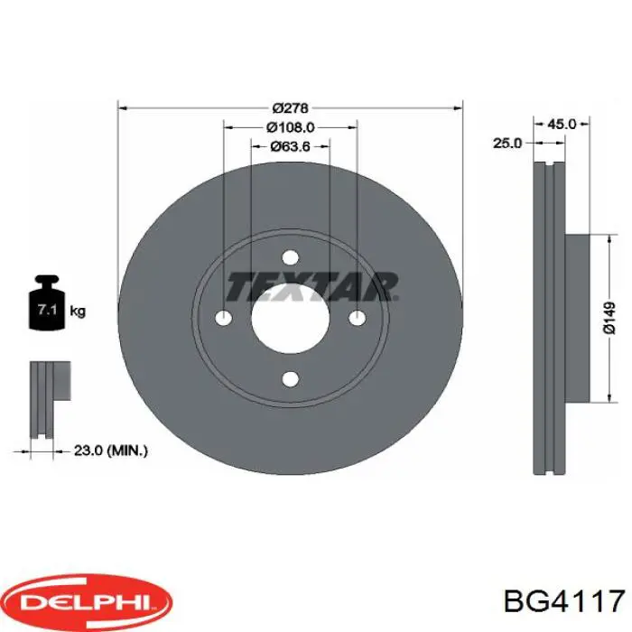 BG4117 Delphi disco de freno delantero