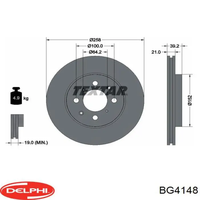 BG4148 Delphi freno de disco delantero