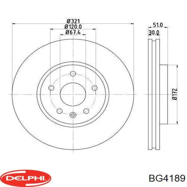 BG4189 Delphi freno de disco delantero