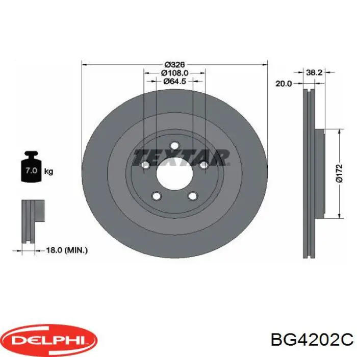 BG4202C Delphi disco de freno trasero