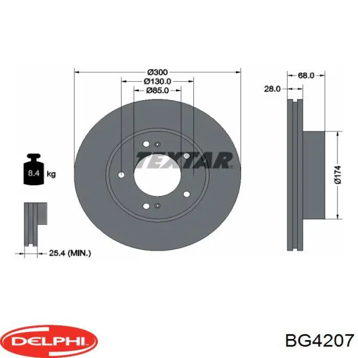 BG4207 Delphi freno de disco delantero