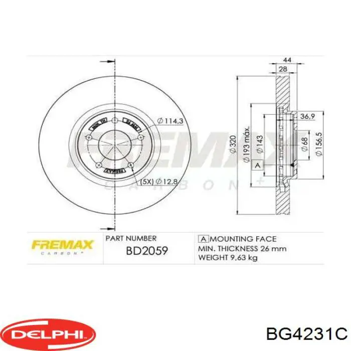 Comprar BG4231C Delphi Freno de disco delantero