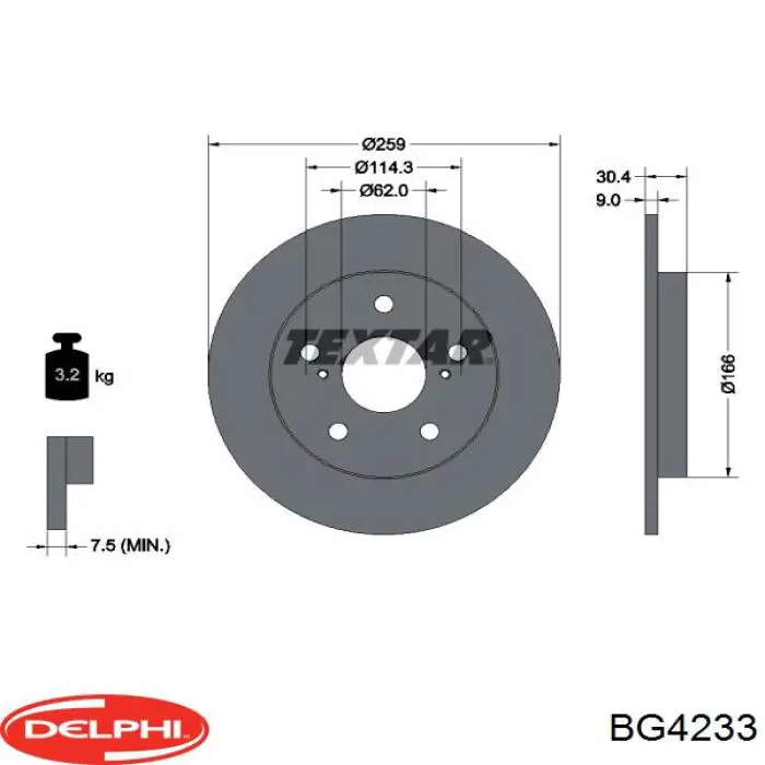 BG4233 Delphi disco de freno trasero