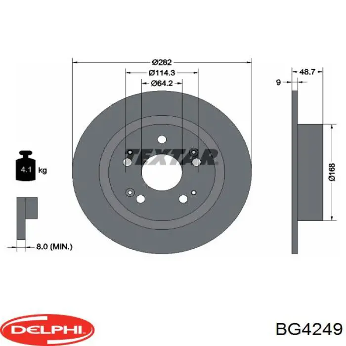 BG4249 Delphi disco de freno trasero