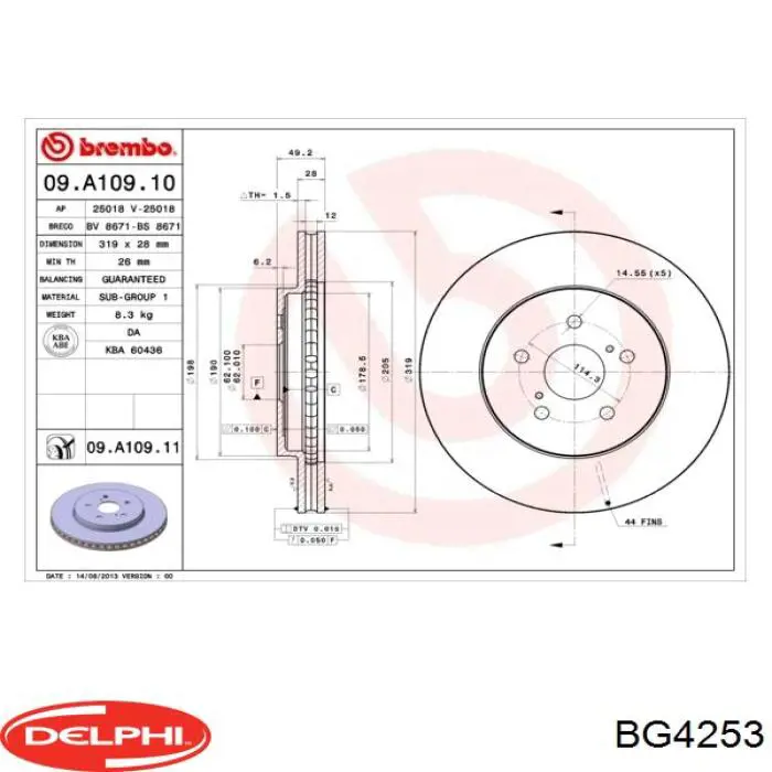 BG4253 Delphi disco de freno delantero