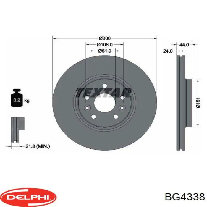 BG4338 Delphi disco de freno delantero