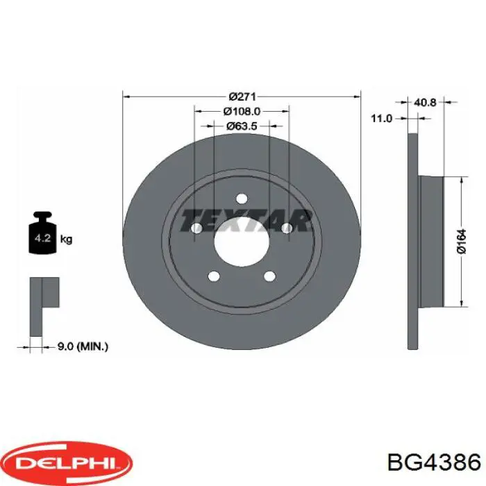 BG4386 Delphi disco de freno trasero