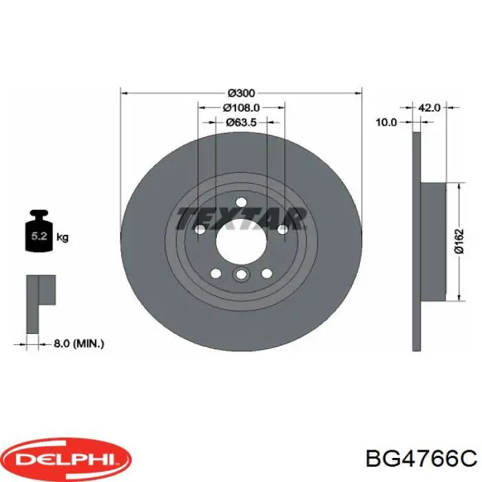 BG4766C Delphi disco de freno trasero
