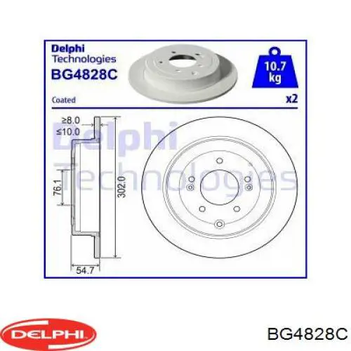 BG4828C Delphi disco de freno trasero