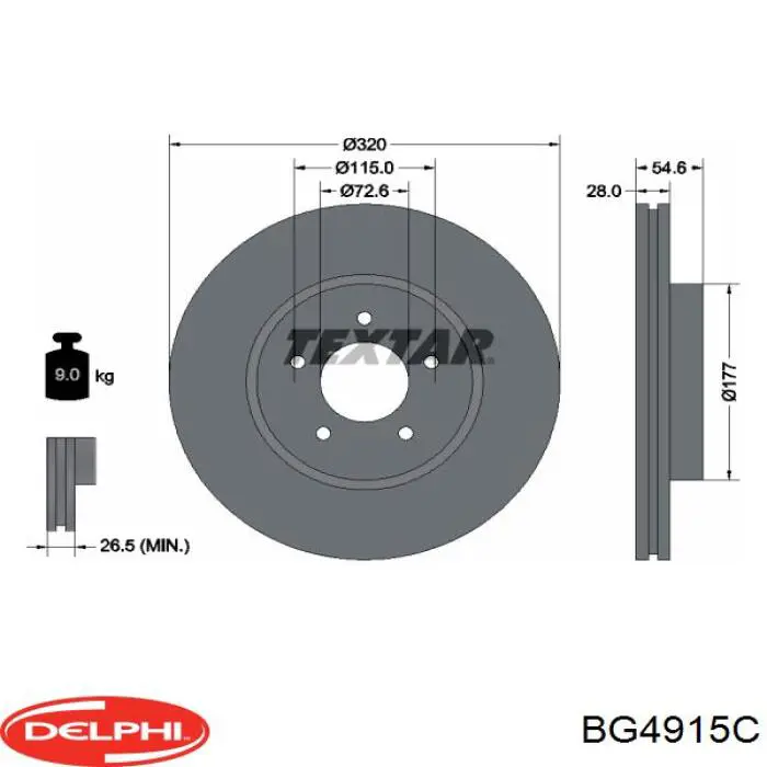 BG4915C Delphi disco de freno delantero