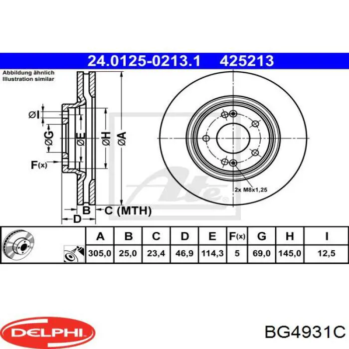 BG4931C Delphi freno de disco delantero