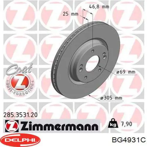 Comprar BG4931C Delphi Freno de disco delantero