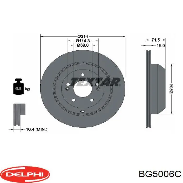 BG5006C Delphi disco de freno trasero