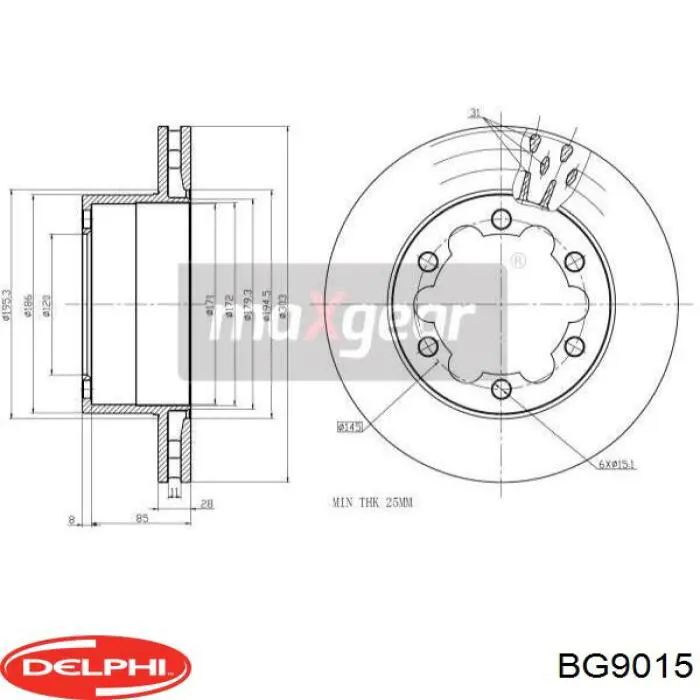 BG9015 Delphi disco de freno trasero