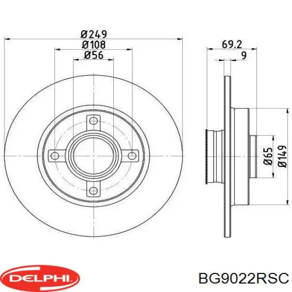 BG9022RSC Delphi disco de freno trasero