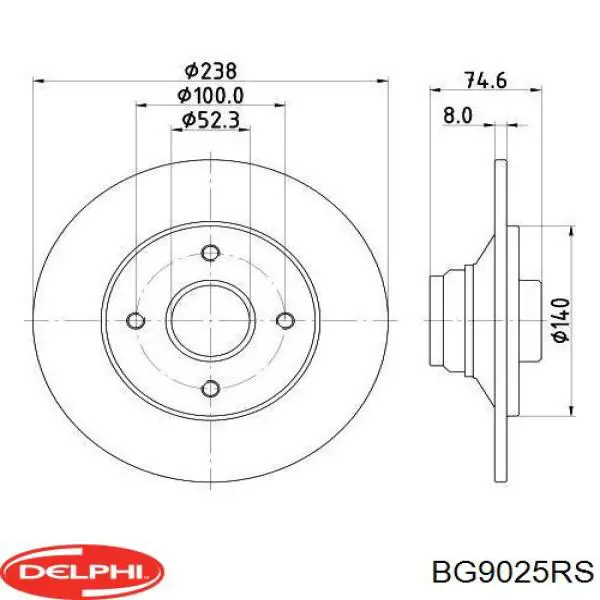 BG9025RS Delphi disco de freno trasero