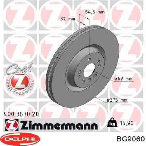 BG9060 Delphi freno de disco delantero