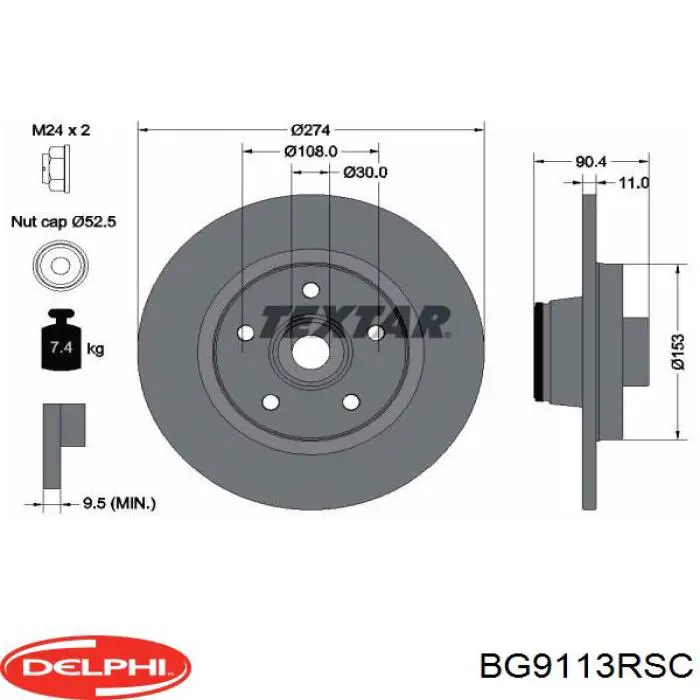 Disco de freno trasero Delphi BG9113RSC precio, desde 71,89 EUR